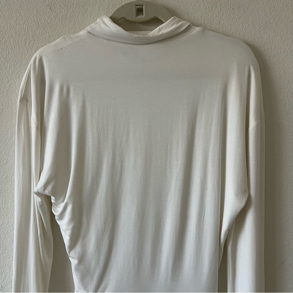 Lovers + Friends Ivana Ruched Mini Dress White Cowl Neck Long Sleeve Small - Picture 11 of 16